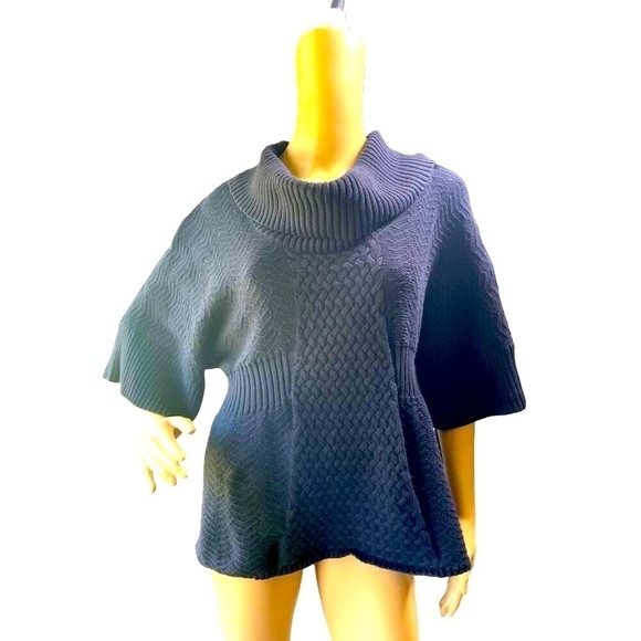 Calvin Klein Black Textured Cowl Neck Short Sleeve Pullover Sweater Size Small - Picture 1 of 13